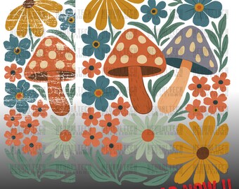 Abstract flower and mushroom png, danish flower png, retro flower png, boho flower svg, floral png, boho floral png, groovy flower png gift