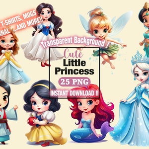 Little Princess Clipart, Watercolor Princess Clipart, Nursery Decor PNG, Baby Princess PNG, Sublimation, Princess Birthday, Toddler Princess