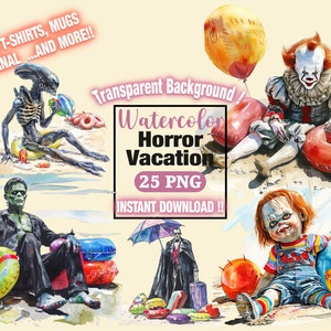Designs Horror&#39;s Vacation Png Bundle, Summer Png Bundle, Cute Horror Movie Clipart Png, Sublimation Design Png, Png Format, Digital File