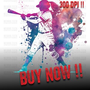 Download digital de uma garota que adora softball. Bola. Softbol. Bastão. Floral. Aquarela. Projeto de sublimação. Clipart. Apenas uma garota. Clipart