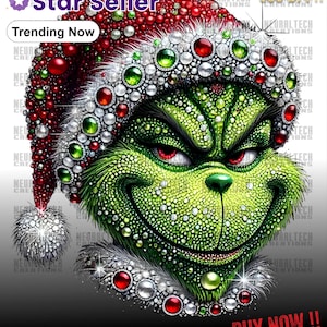 Rhinestone Christmas Png, Merry Christmas Png, Santa Claus Png, Xmas Holiday, Mean Guy Christmas Movies Png, Faux Rhinestone Xmas Clipart