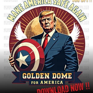 Digital Trump Goldenen Kuppel für Amerika PNG, Make American Safe wieder, Raketenverteidigungsschild, Maga Geschenk, sparen Amerika, Golden Dome Schutz