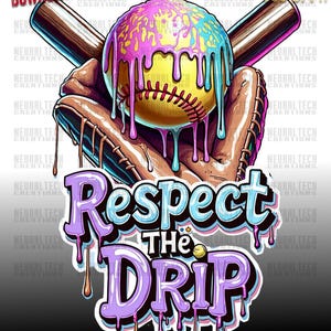 Dripping Softball Sports Drip Drippy Ice Cream Png|pink Purple Teal ...