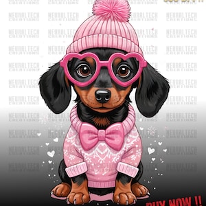 Dackel Hund, Dackel Png, Valentinstag Hundemama Png, Weiner Hund Png, rosa Liebe Welpe Clipart für Handwerker Geschenk