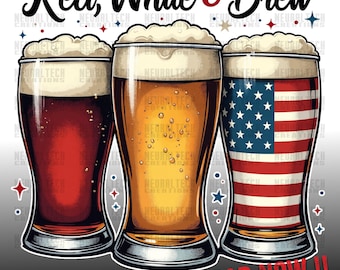 Cerveza roja, blanca y negra (Png), cerveza del 4 de julio (Png), gráfico del 4 de julio para amantes de la cerveza, camiseta del Día de la Independencia (Png), diseño de cerveza patriótica (Png) para regalo