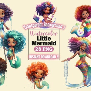 Little Mermaid, Black little Mermaid png, watercolor, Black Girl Magic, Black mermaid tee, Princess, Cricut, sublimation, Princess Birthday