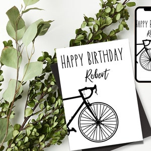 Carte d'anniversaire design vélo pour les amateurs de cyclisme - Modèle modifiable et personnalisé