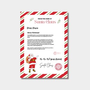 Santa Letter, BRIEF van Santa, Santa Stationaire Kerst Santa Letter, Instant Download, Santa Letter Canva. Bewerkbare sjabloon