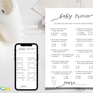 Trivia Game Template | Baby Template Baby | Shower Trivia Game | Baby Shower Games | Baby Shower Trivia Template | Trivia Questions | CANVA