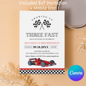 Bewerkbare verjaardagsuitnodiging raceauto: Vintage Racing (digitale download)