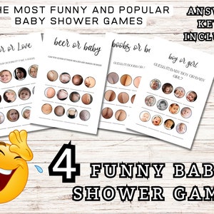 LUSTIGE Baby Shower SPIELE, Minimalist Game Bundle, Baby Shower Minimalist Baby Shower Paket, Classic Baby Shower Spiele, Arbeit oder Liebe