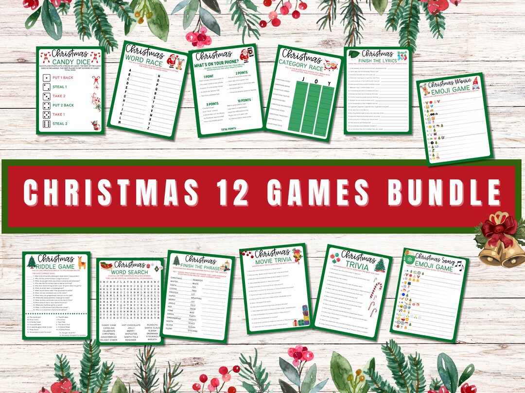 Printable Christmas Game Bundle Christmas Family Games Christmas Trivia