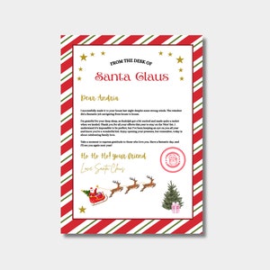 Santa Letter, BRIEF van Santa, Santa Stationaire Kerst Santa Letter, Instant Download, Santa Letter Canva. Bewerkbare sjabloon