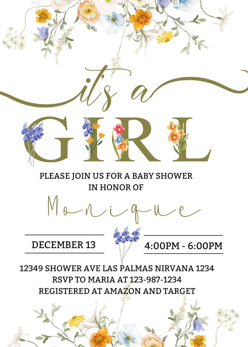 Its a Girl Printable Baby Shower Invite Invitation Blush - Etsy