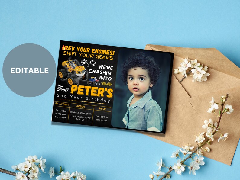 Truck Rally Editable Birthday Invitation Party Invitation - Etsy