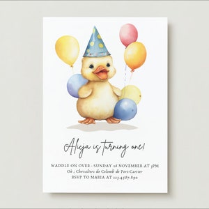Duck Birthday Party Invitation: Neutral Kids Invite (Digital Download)