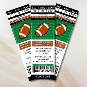Sportticket-Stil-Party einladen, Fußballeinladung, Geburtstag, JEDES Alter, DIGITAL bearbeitbare druckbare Einladung, selbst bearbeiten!