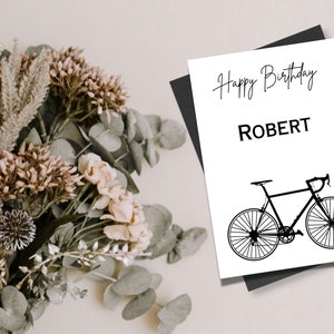 Cartão de aniversário de bicicleta, cartão de bicicleta, cartão de felicitações de bicicletas, bicicleta de arroz, cartões de felicitações, bicicleta de velocidade, cartão de bicicleta feliz, bicicleta de corrida