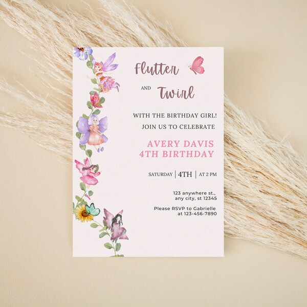 Editable Enchanted Forest Fairy Birthday Invitation Template Instant Download for Any Age | Edit Yourself then Print or Text