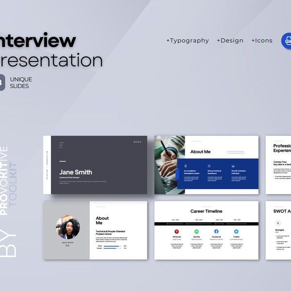 Job Interview Deck | PowerPoint Template | PPT Template | Job Search Resource | Business Slide Deck | Modern Professional Presentation