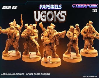 Papsikels Ugok Cyberpunk August 2021, 3D Miniatures Stl , Dnd Stl , Tabletop Stl, Rpg Stl,  3D Printer Files, Tabletop, Best Stls