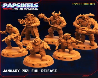 Papsikels The Metahumans January 2021, 3D Miniatures Stl , Dnd Stl , Tabletop Stl, Rpg Stl,  3D Printer Files, Tabletop, Best Stls