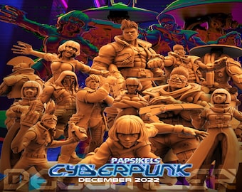 Papsikels Cyberpunk December 2022, 3D Miniatures Stl Files, Dnd Stl Files, Tabletop Stl Files, 3D Printer Files, Tabletop Mega Stl