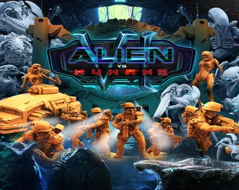 Papsikels Alien vs Human September 2023, 3D Miniatures Stl Files, Dnd Stl Files, Tabletop Stl Files, 3D Printer Files, Tabletop Mega Stl