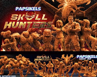 Papsikels Skull Hunters August 2021, 3D Miniatures Stl , Dnd Stl , Tabletop Stl, Rpg Stl,  3D Printer Files, Tabletop Mega Stl, Best Stls