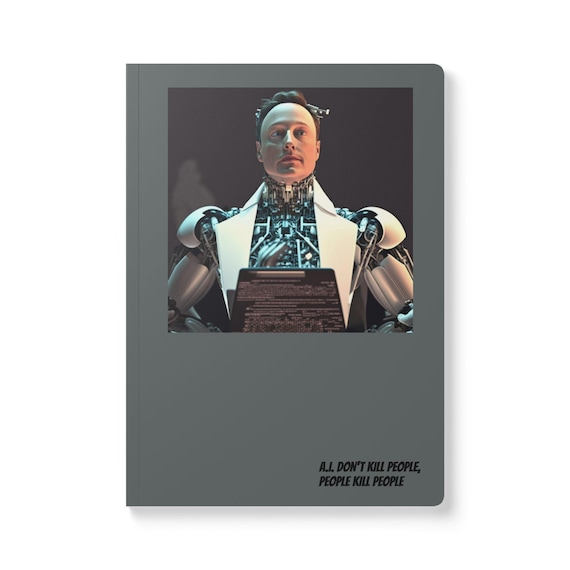 Futuristic Softcover Journal for AI Enthusiasts, Perfect for Meetings, Note Taking, Gift for Tech Lovers, Inspirational Quotes