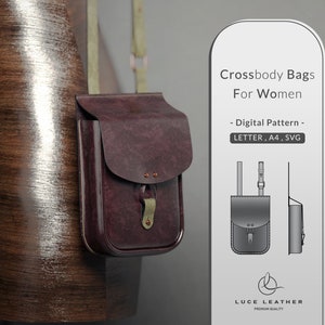 PDF & SVG Pattern for Minimalist Crossbody Bag | Digital Download | Easy Leathercraft Tutorial | Stitch Holes Included