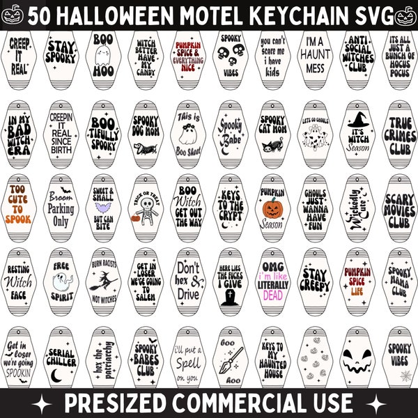 50 Halloween Motel Keychain SVG Bundle,Motel Keychain SVG,Hotel Keychain svg,Cut File for Cricut svg,Cricut Cut Files,Retro Motel Keychain