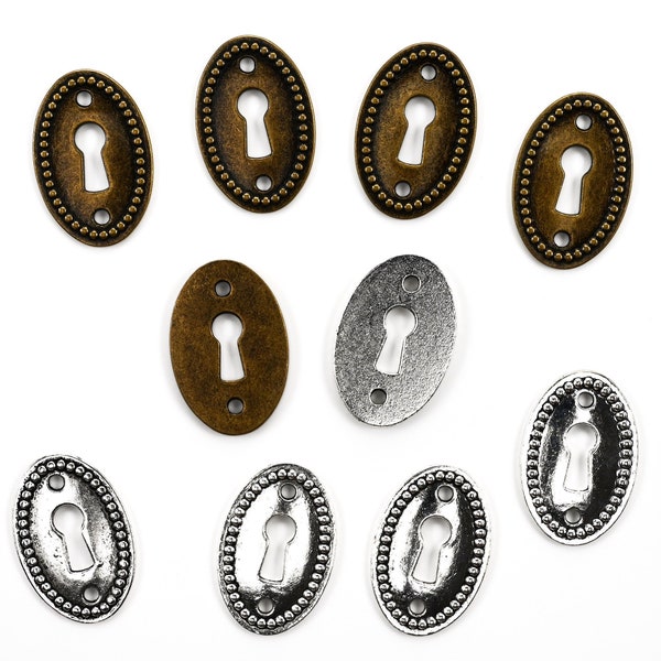 Keyhole Plate Charm Pendant - Oval Keyhole Escutcheon 32mm x 24mm