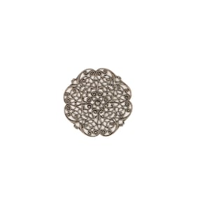 Ornate Filigree Brass Stamping Charm pendant 50mm Antique Silver