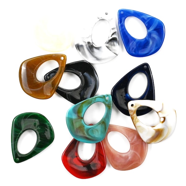 Marbled Acrylic Teardrop Charms Pendants 41mm