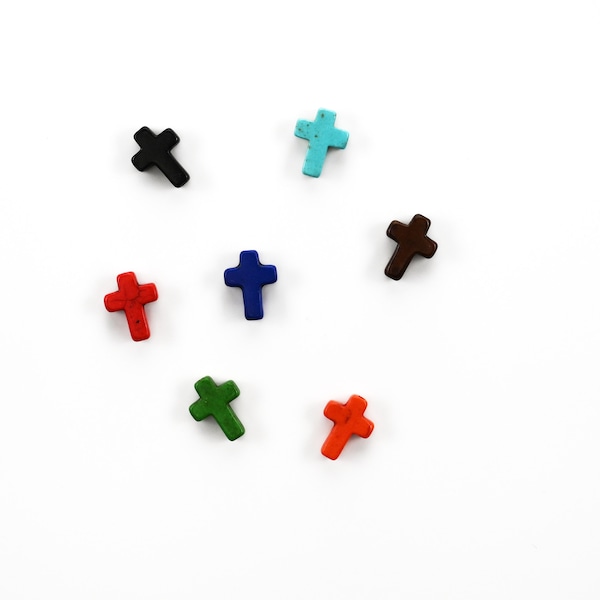 Colorful Magnesite Cross Beads 16mm x 12mm