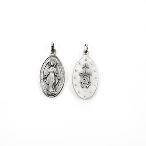Large Miraculous Mary Medal Charm Pendant 47mm