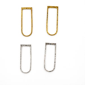 Plated Brass Raw Brass Elongated D Shaped Charm 36mm