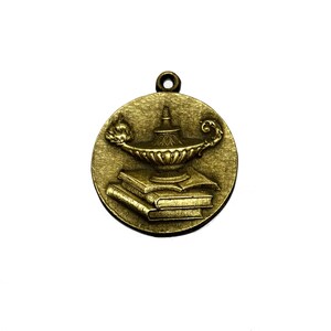 Lamp of Knowledge Medallion Medal Zinc Alloy 30mm round