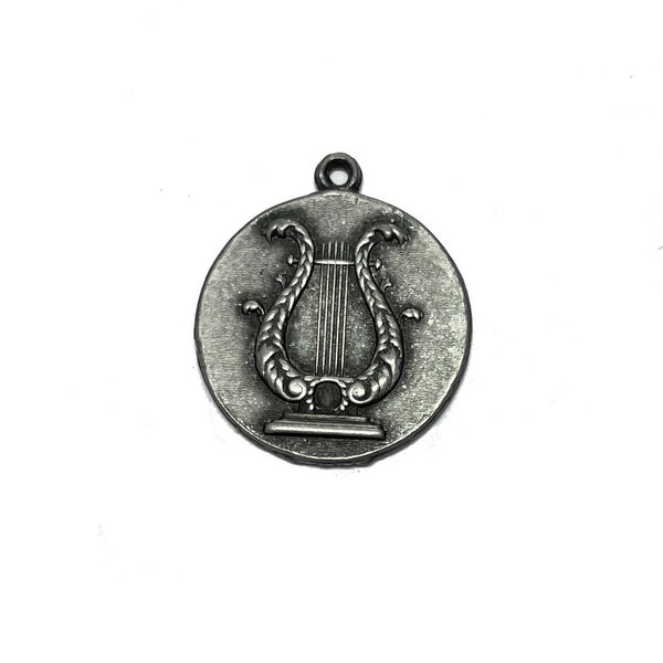 Harp Lyre Medallion Medal Zinc Alloy 30mm round