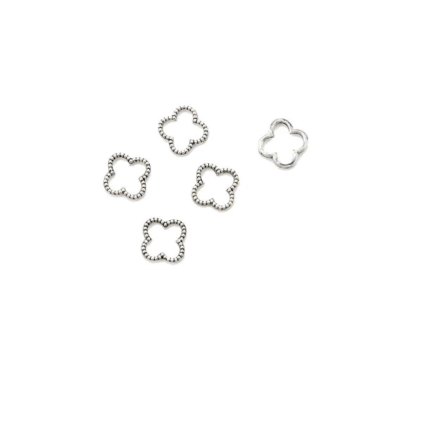 Open Quatrefoil Clover with Beading Charm or Linking Ring 14mm