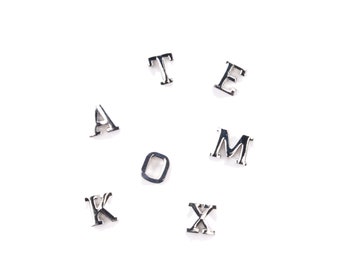 Block Letter Initial Charm Silver Plated Brass 13mm