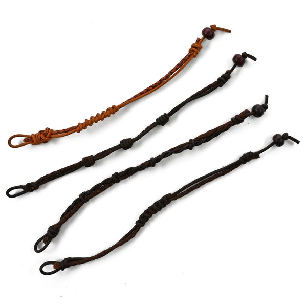 Assorted braided macramé leather friendship bracelets.  7.5" length 19cm