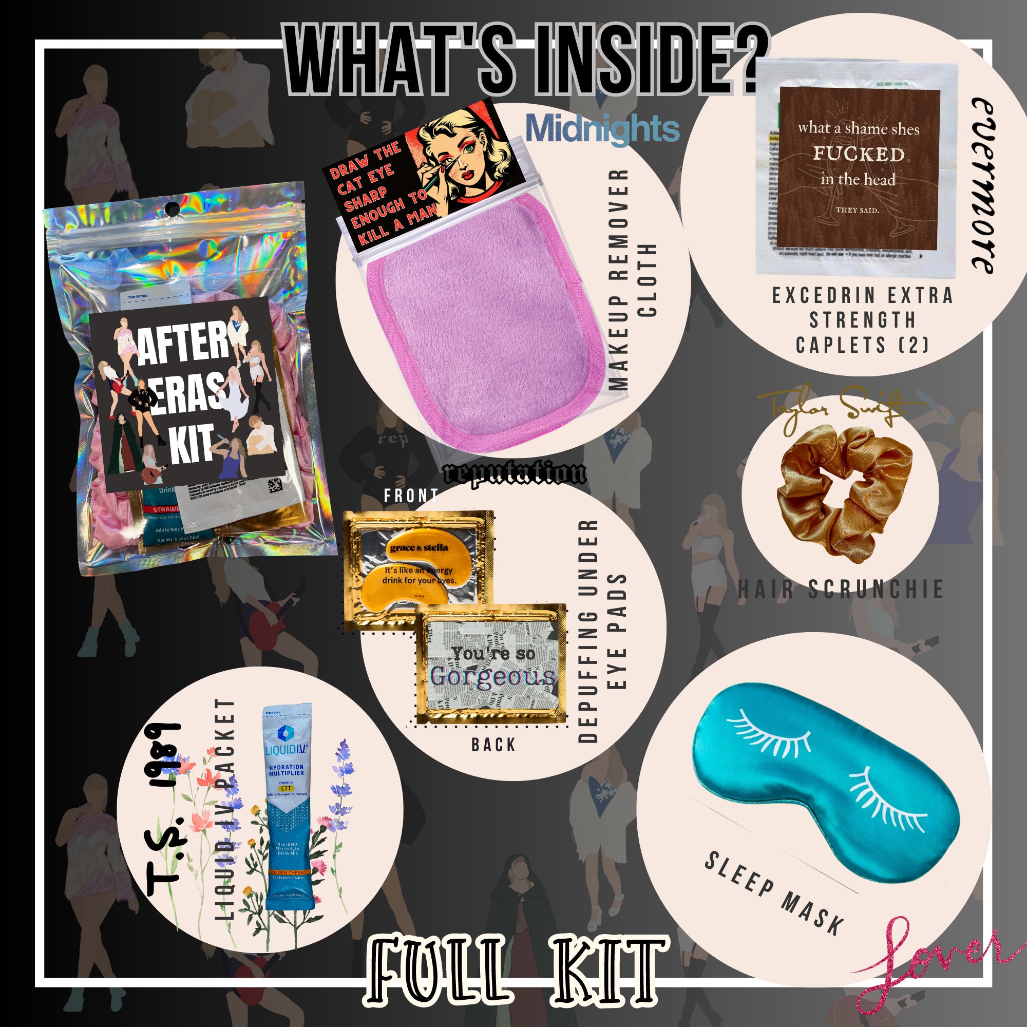swiftie favor kit, hangover recovery kit taylor swift concert party favor