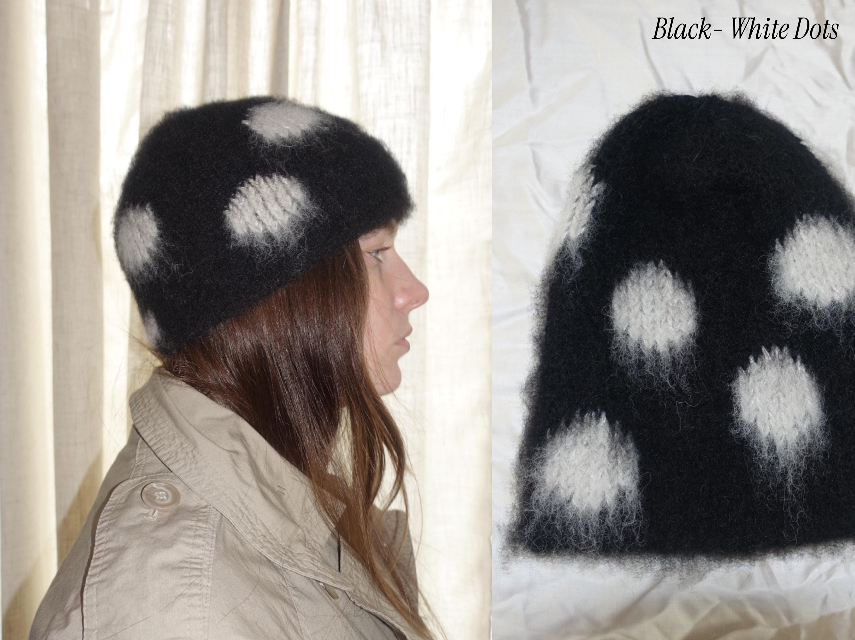 Alpaca  Polka Dot Beret Beanie - Multicolor hand knit Sophie Handknit Alpaca Wool Blend Beret – CHRISTINE ALCALAY main image 2