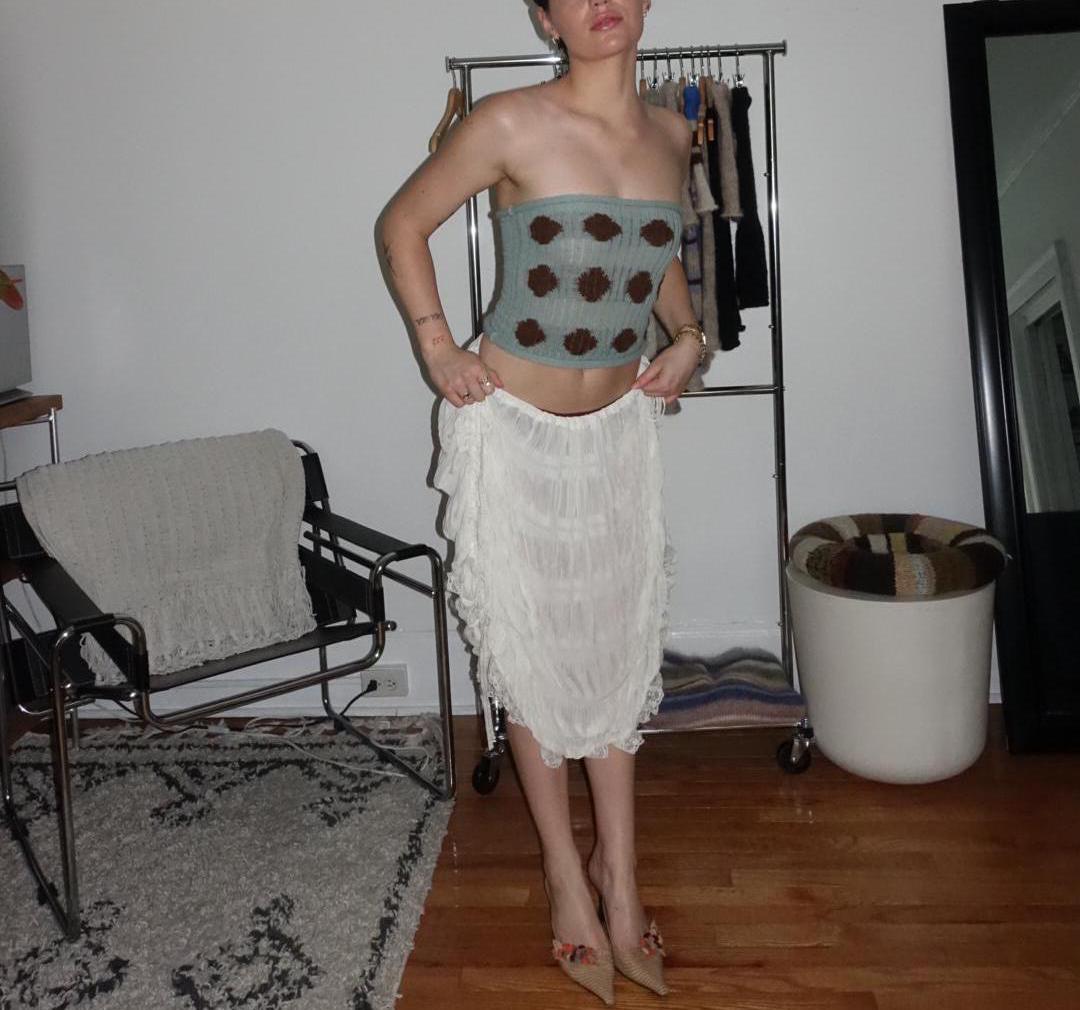 Polka Dot Mesh Tube Top main image 1
