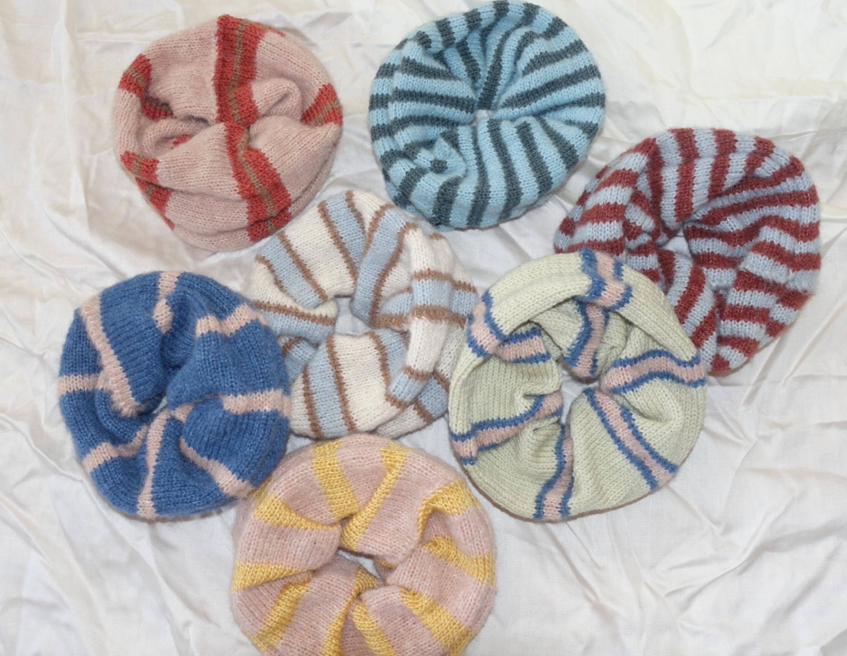 Striped Knit Scrunchies Etsy