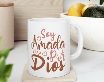 Taza Inspiracional "Soy Amada por Dios" - Regalo Espiritual Taza de Cerámica 11oz