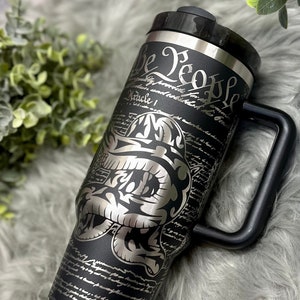 We the People Engraved Tumbler 40oz, Don&#39;t Tread On Me Full Wrap, Unbranded Tumbler, 40oz Tumbler with Handle, Gift for Him