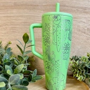 Gobelet 40 oz ère Brumate gravé cactus, ère Cactus gravé, gobelet 40 oz avec anse, gobelet ère Brumate gravé, succulentes gravées